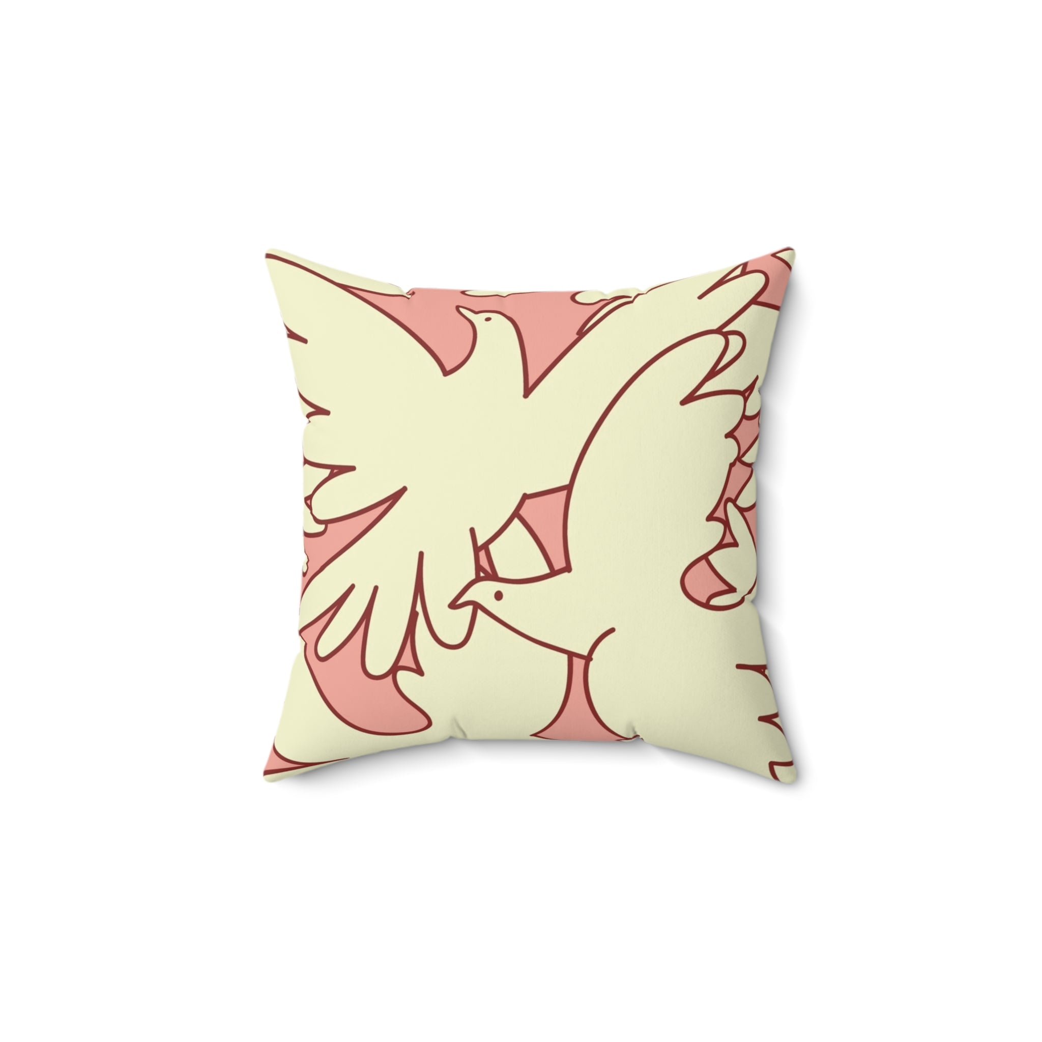 Faux Suede Square Pillow Doves flying
