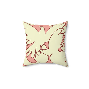 Faux Suede Square Pillow Doves flying