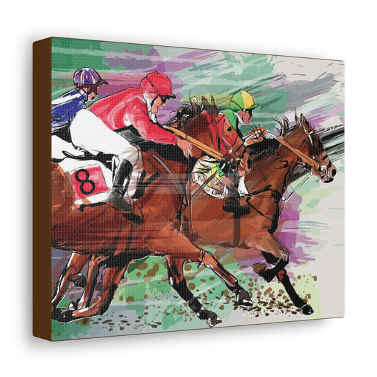 Small Horse racing on canvas