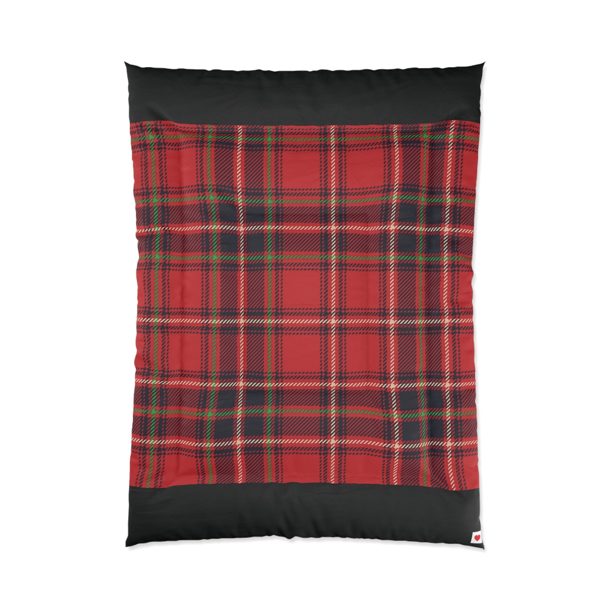 Comforter In Scottish Tarten Plaid with heart