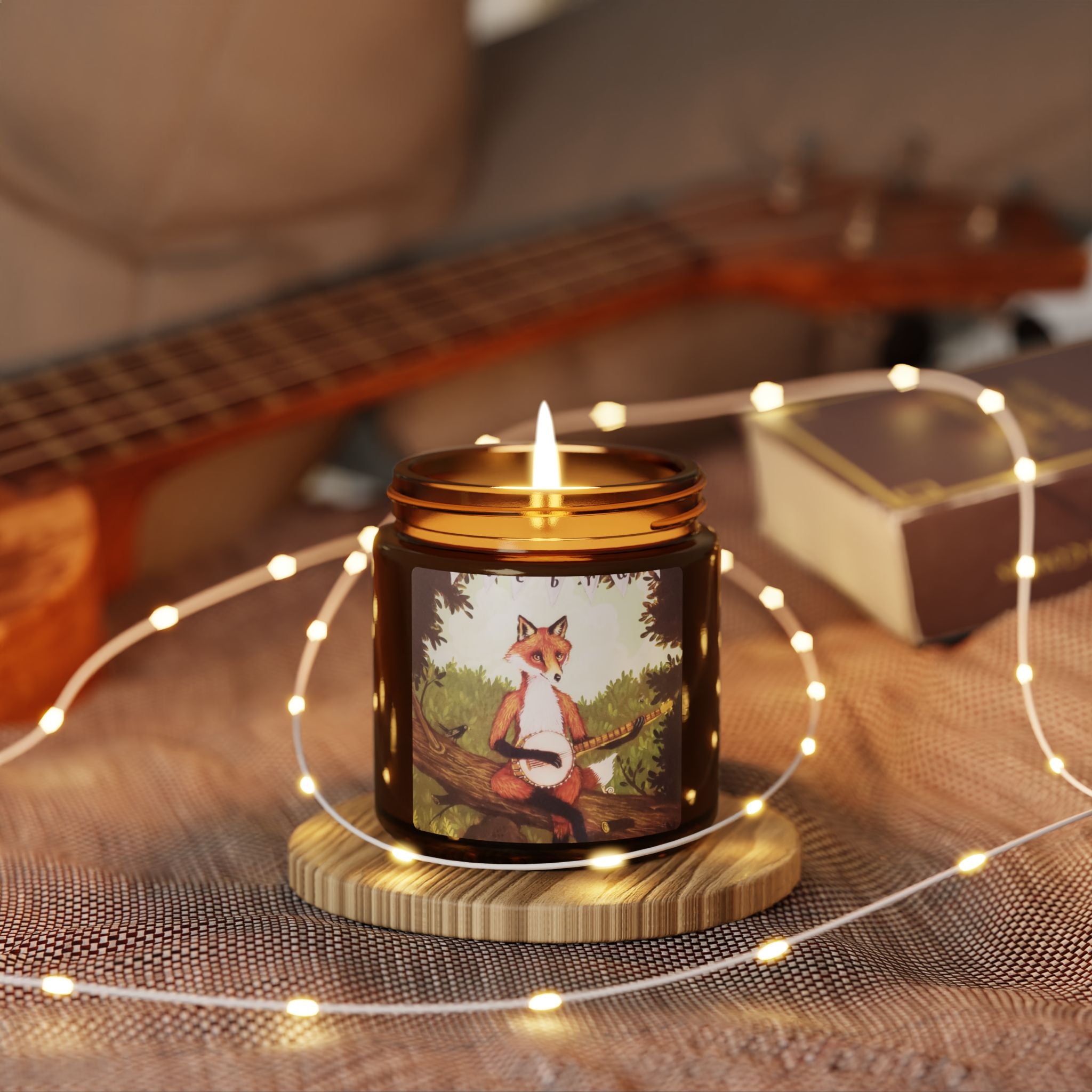 Cozy Fox Scented Soy Candle, Amber Jar Candle for Relaxation, Home Decor, Gift for Her, Eco-Friendly Candle
