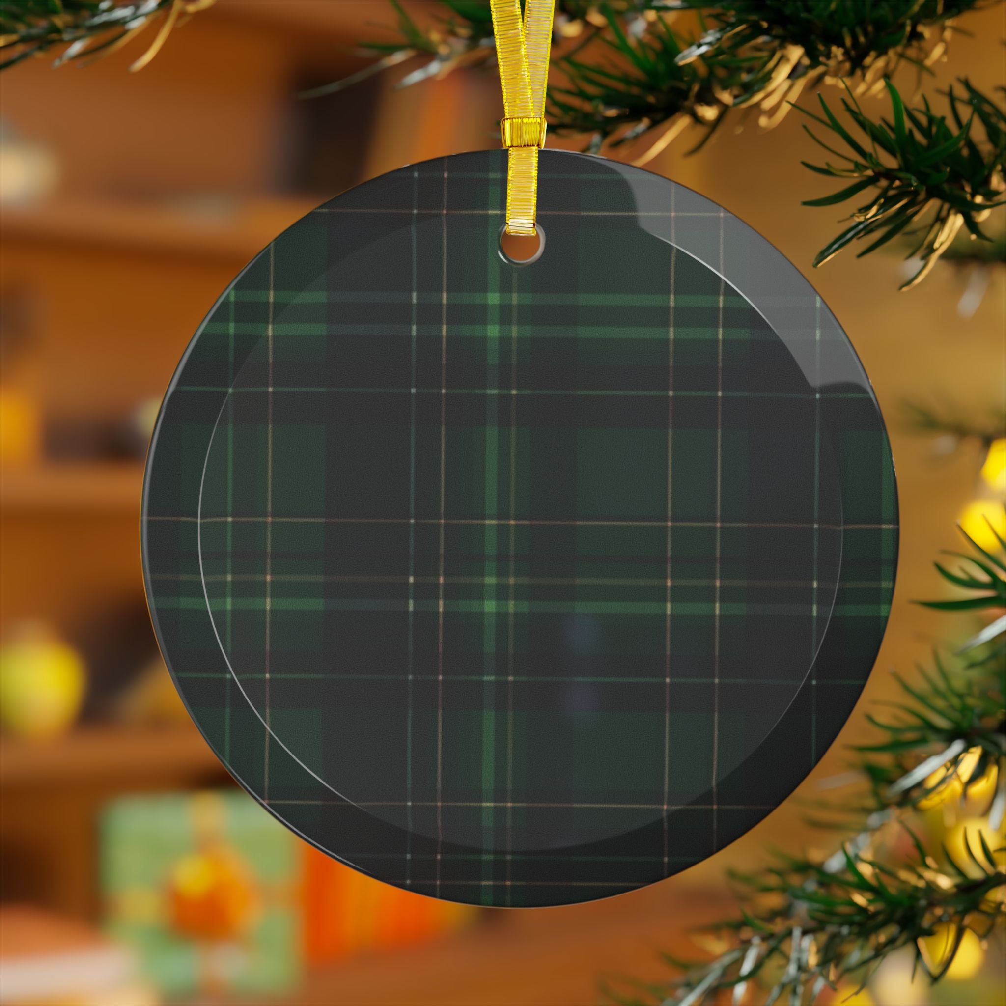 Glass Ornaments Scottish green Tarten