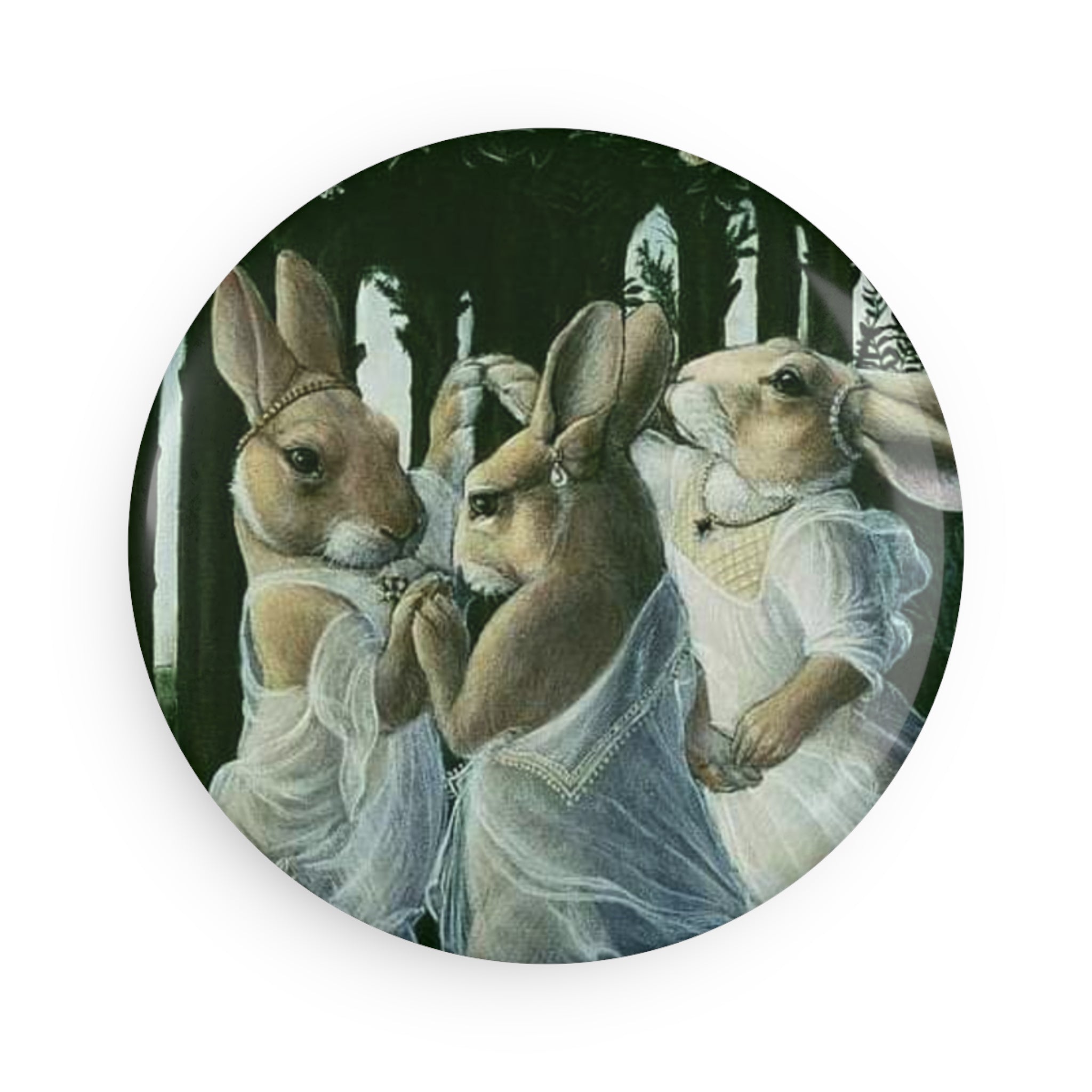 Button Magnet, Round (1 & 10 pcs) Mythical rabbits