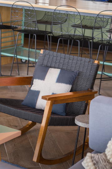 Faux Suede Square Pillow - Home Decor with Cross Design 14" x 14"