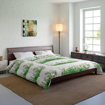Nature-Inspired Comforter, Cozy Bedding, Floral Bedspread, Green Decor, Eco-Friendly Linen, Spring Home Accent