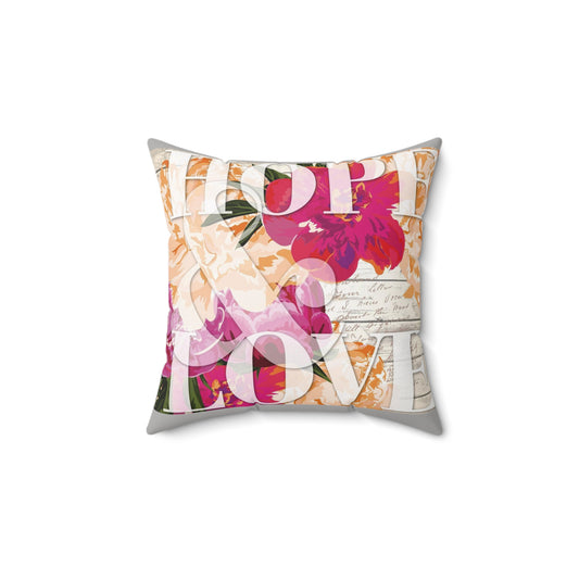 Faux Suede Hope & Love pillow