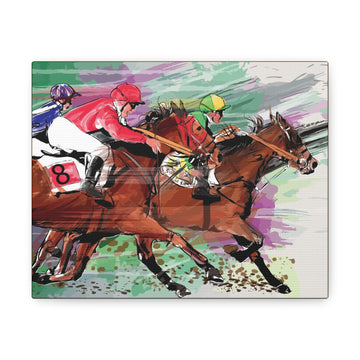 Small Horse racing on canvas