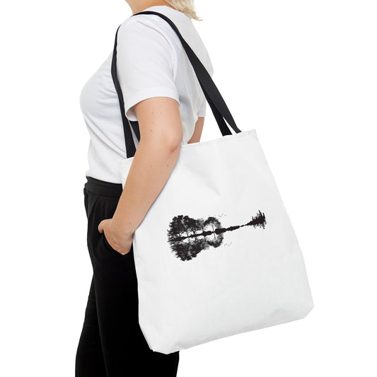 Guitar  Tote Bag in White and Black