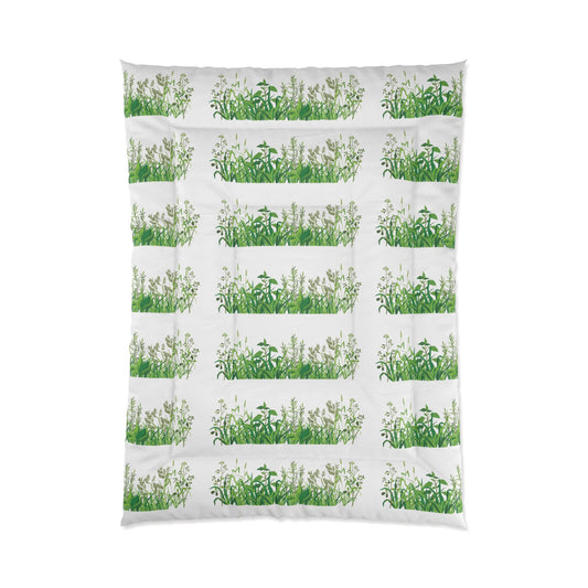 Nature-Inspired Comforter, Cozy Bedding, Floral Bedspread, Green Decor, Eco-Friendly Linen, Spring Home Accent
