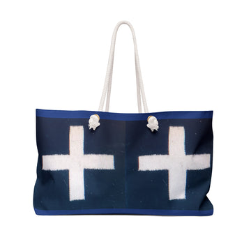 Stylish Canvas Weekender Bag with Bold Cross Design