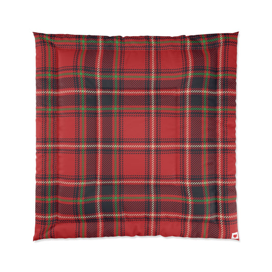 Comforter In Scottish Tarten Plaid with heart