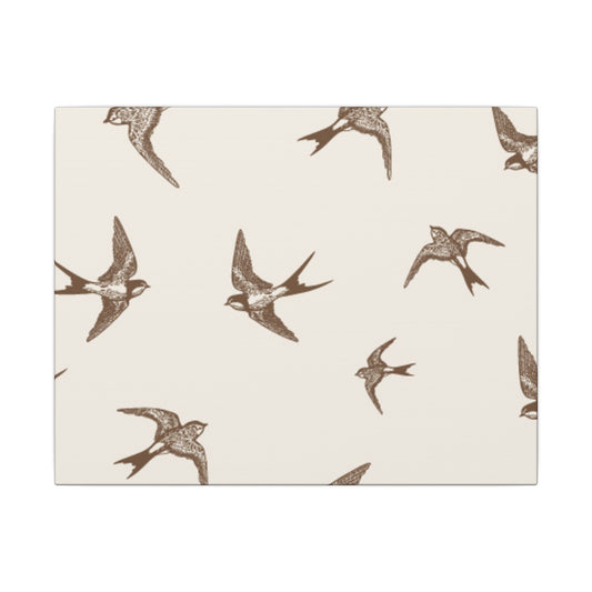 Vintage Swallow Birds Canvas Wall Art