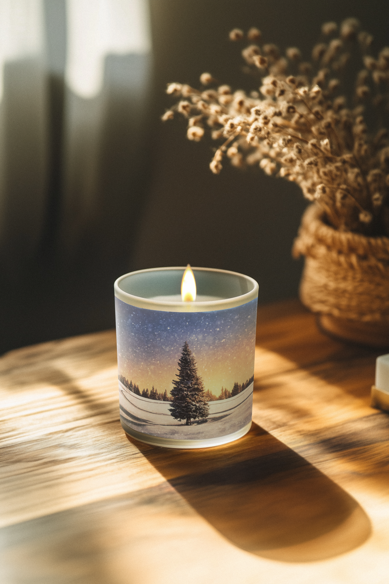 Frosted Glass Candle, 11oz Fur tree scent
