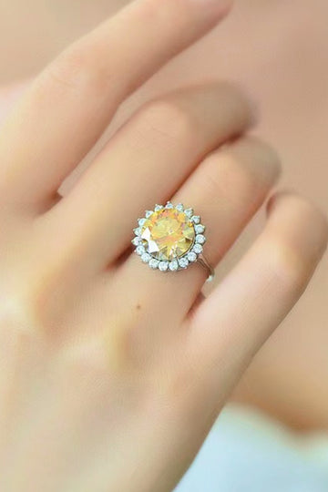925 Sterling Silver Moissanite Sunflower Ring Jewelry