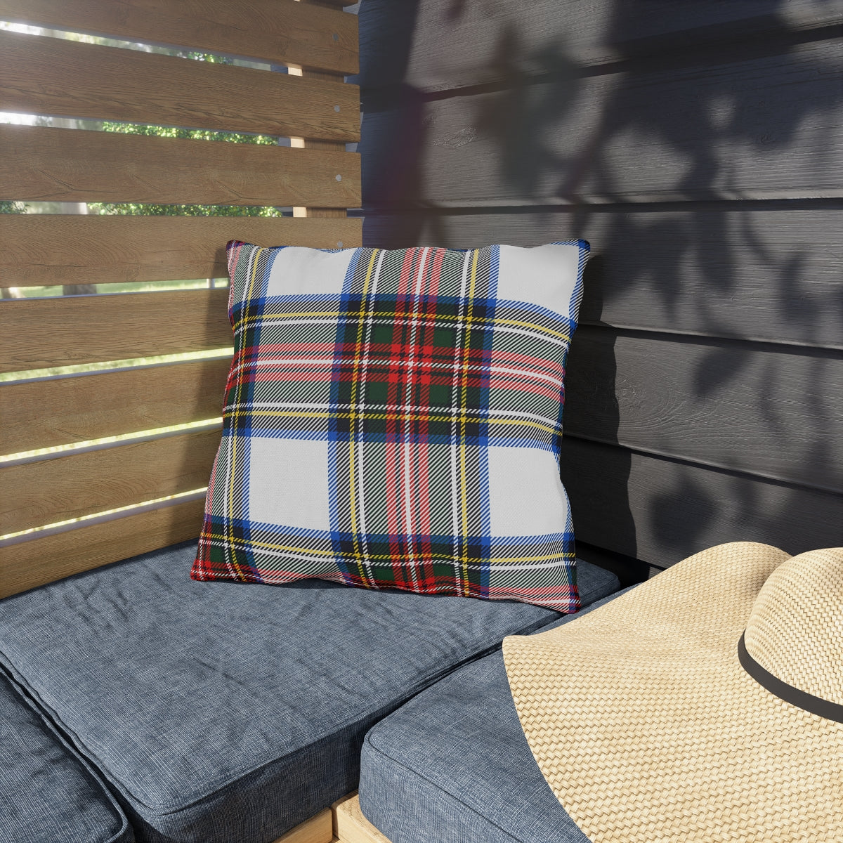 Outdoor Pillows plaid and red