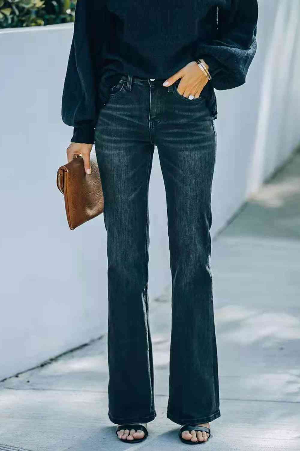 Vintage Buttoned Long Jeans