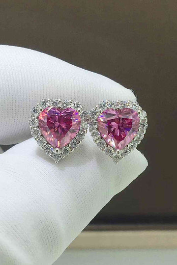 2 Carat Moissanite Heart-Shaped Earrings Jewelry