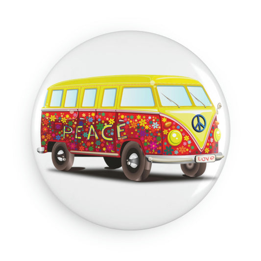 Button Magnet, Round (1 & 10 pcs) Peace VW